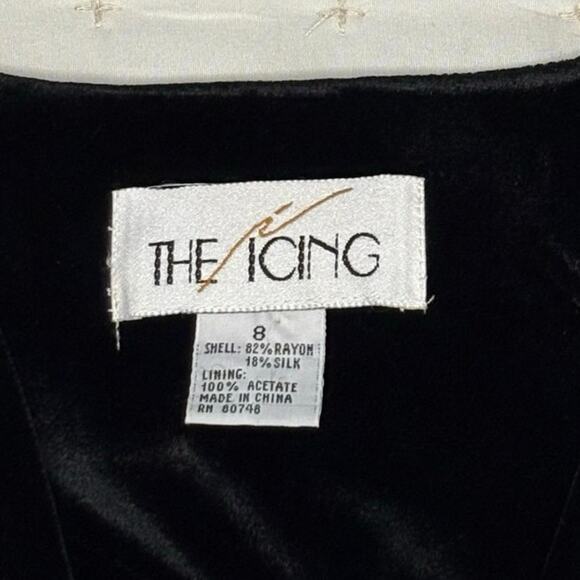 VTG The Icing Velvet Column Dress Women's 8 Black Sleeveless V-neck 90s EUC - Picture 6 of 11